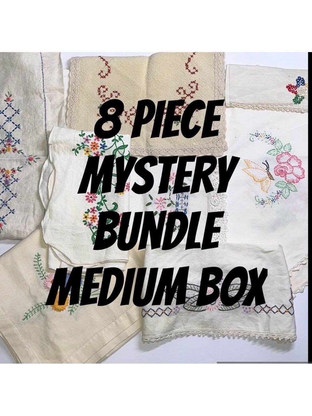 Vintage Table Linens Runners Placemats 8 Piece Mystery Bundle